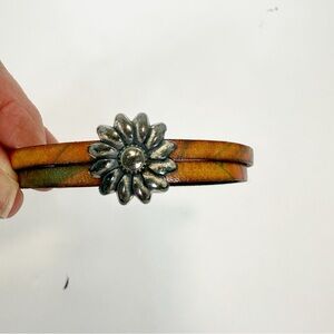 Pellarte Double Italian Leather Bracelet Sunflower Bead